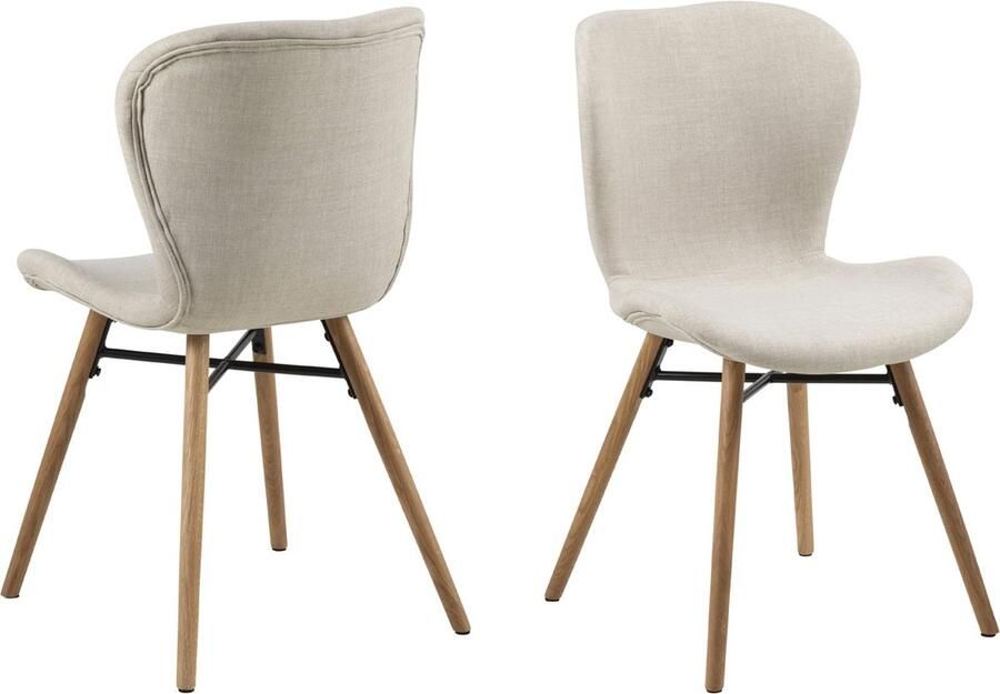 Giga Living Eetkamerstoel Stof Zandkleur Zithoogte 46 5cm Set van 2