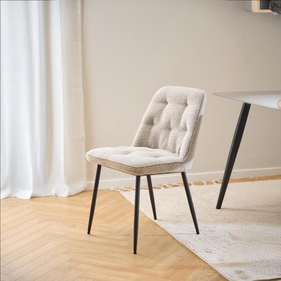 Giga Living Eetkamerstoel Beige Set Van 2 Stof 50x55x84 cm Eetkamerstoel Zion