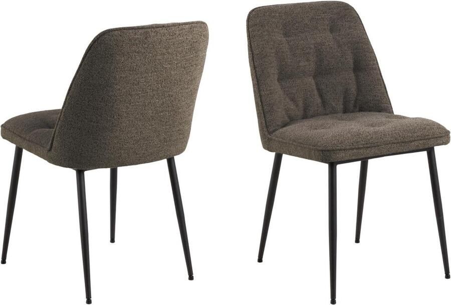 Giga Living Eetkamerstoel Grijs Set Van 2 Stof & Staal 50x55x84 cm Eetkamerstoel Zion