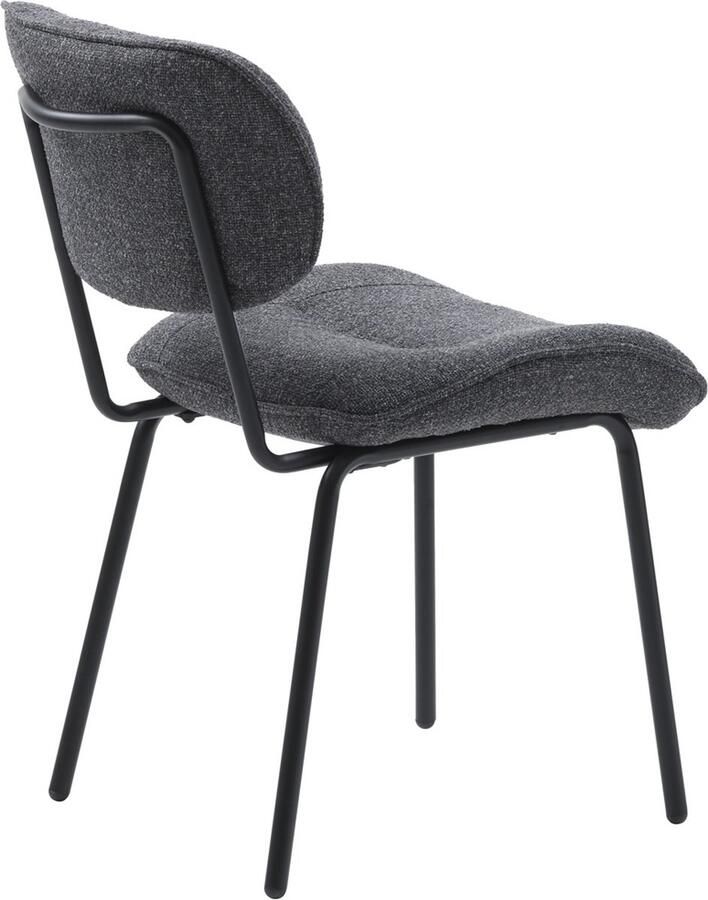 Giga Living Eetkamerstoel Donkergrijs Set Van 2 Metaal & Polyester 65x50x82 5 cm Eetkamerstoel Buffalo