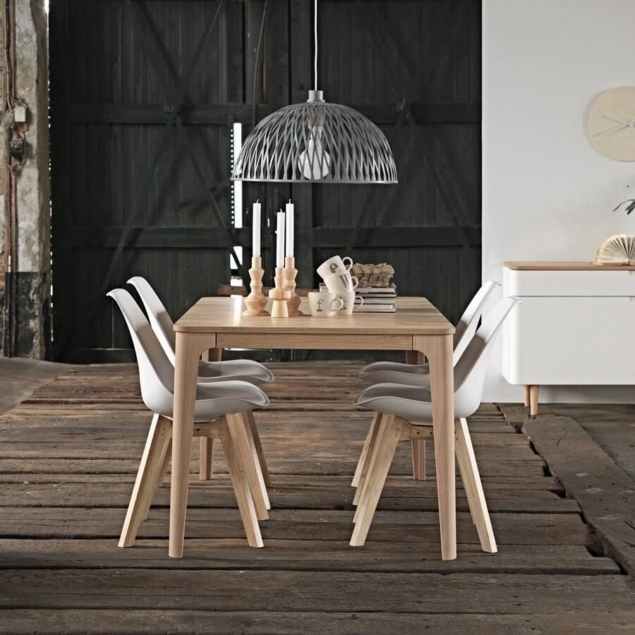 Hioshop Amalfi Eetkamertafel 90x160 210 Cm Incl. 1 Extra Plank Eiken Decor.