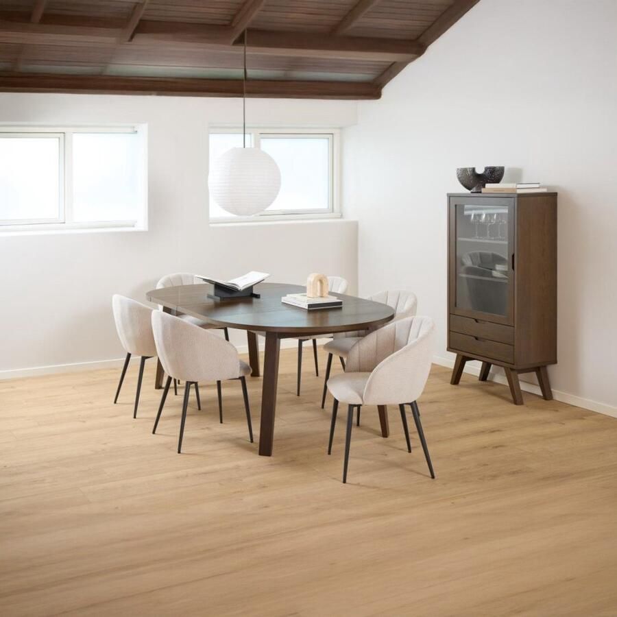 Bendt Uitschuifbare Ronde Eettafel Mads Eiken 120 170 220 x 120cm Bruin