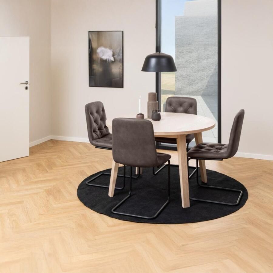 Hioshop Arise eetkamertafel Ø120cm voorbereid voor extra platen eikenfineer.