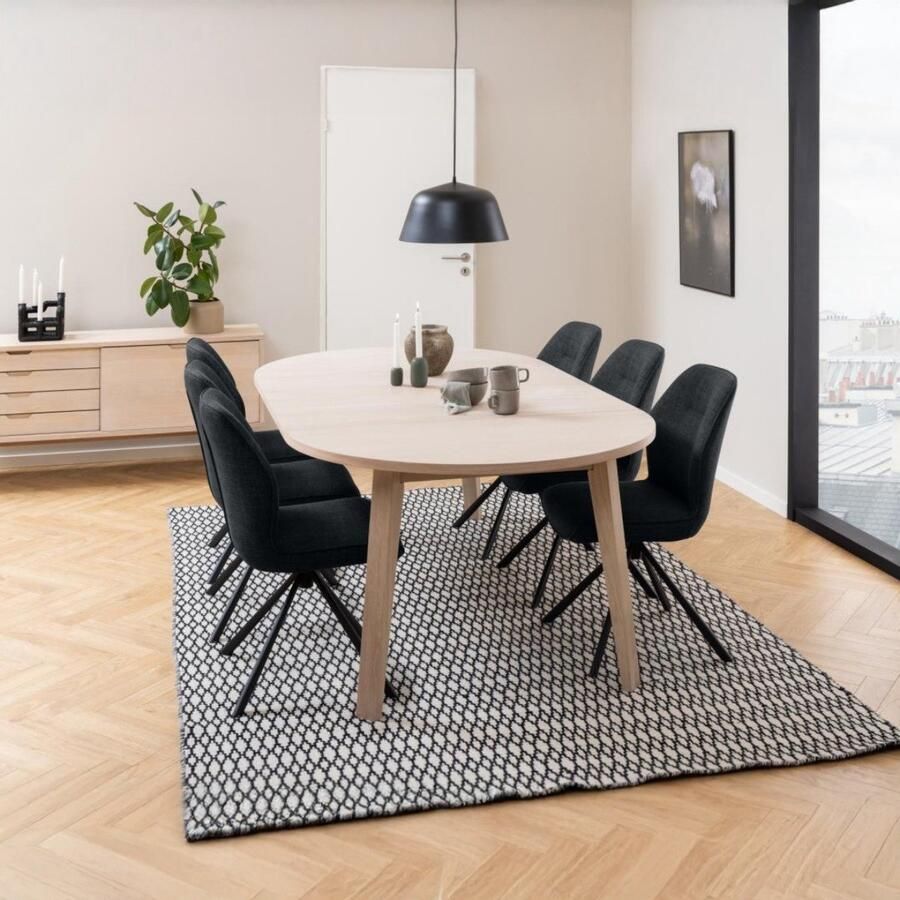 Bendt Uitschuifbare Ronde Eettafel Mads Eiken whitewash 120-220 x 120cm Wit - Foto 2