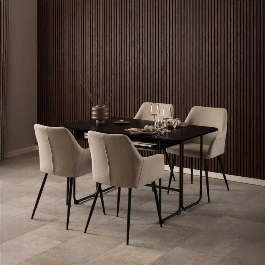 Giga Living Eettafel Darrel 80x140x77 cm Zwart Uitschuifbaar