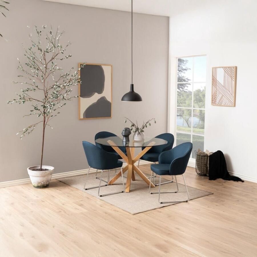 Giga Living Eettafel Harrie Rond Glas Naturel Ø119x75 5cm - Foto 2