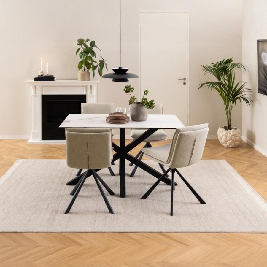 Giga Living Eettafel Harrie Rechthoek Wit Keramiek 135x80x75 5cm