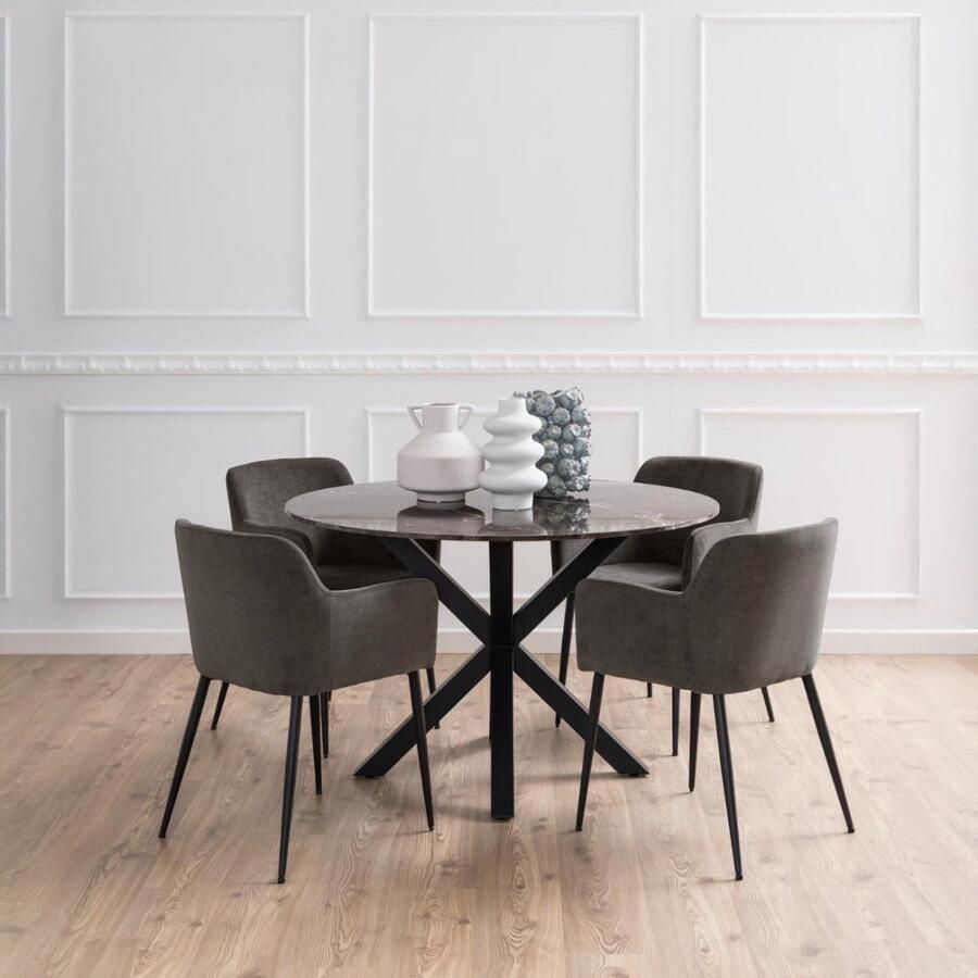 Giga Living Eettafel Harrie Marmer Bruinemperador Ø120x75 5cm