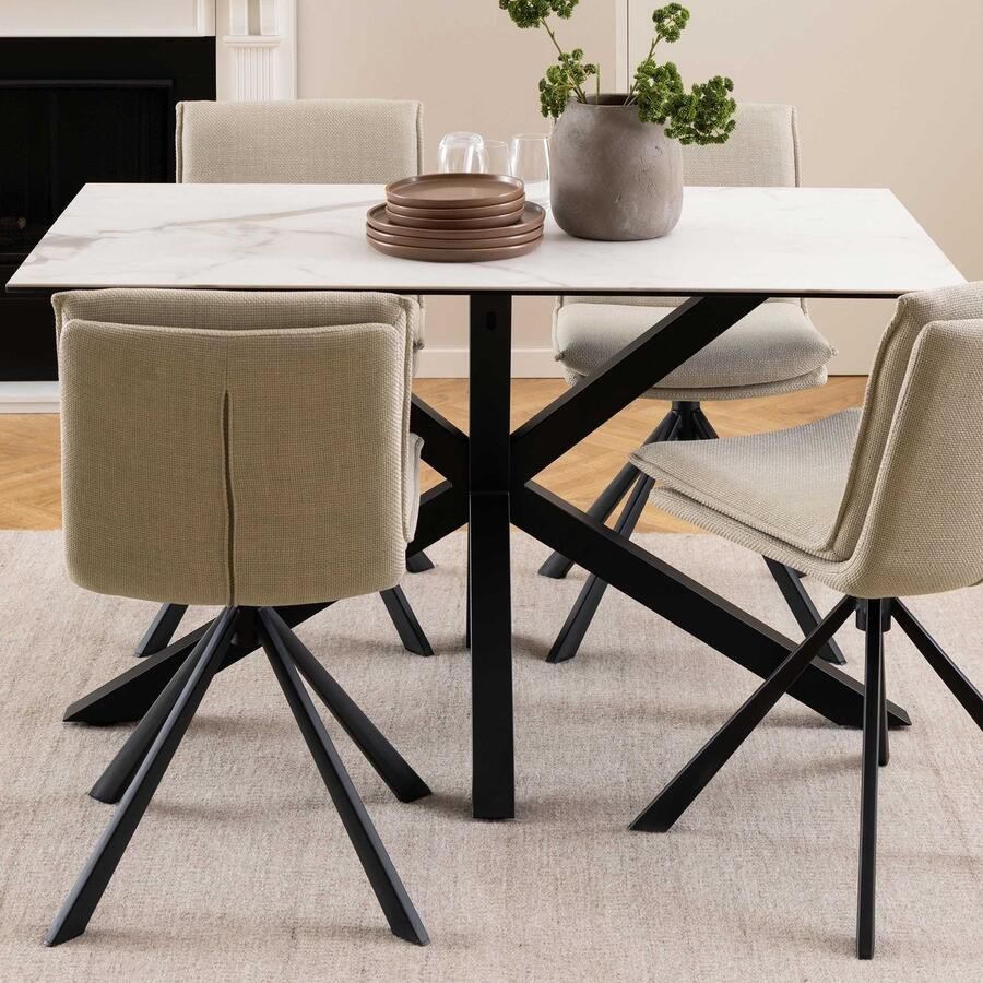 Giga Living Eettafel Harrie Rechthoek Wit Keramiek 135x80x75 5cm - Foto 2