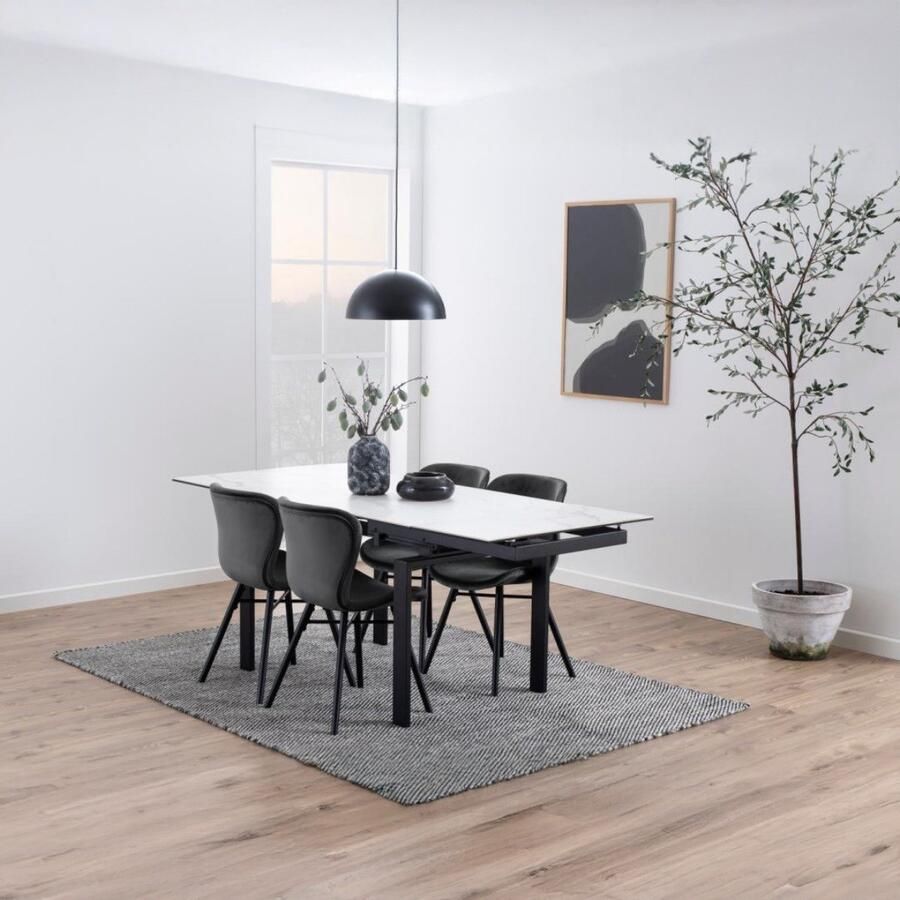 Giga Living Eettafel Holvik Uitschuifbaar Wit Keramiek 200x85x76cm