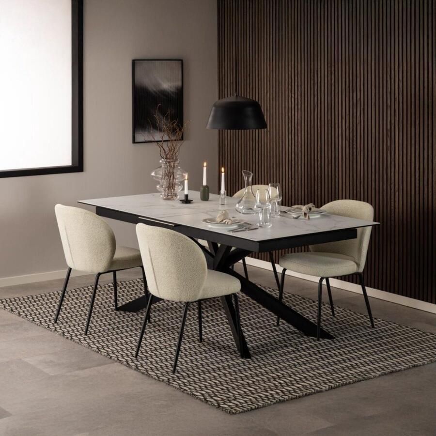 Giga Living Eettafel Jorvik Uitschuifbaar Wit Keramiek 240x100x76cm