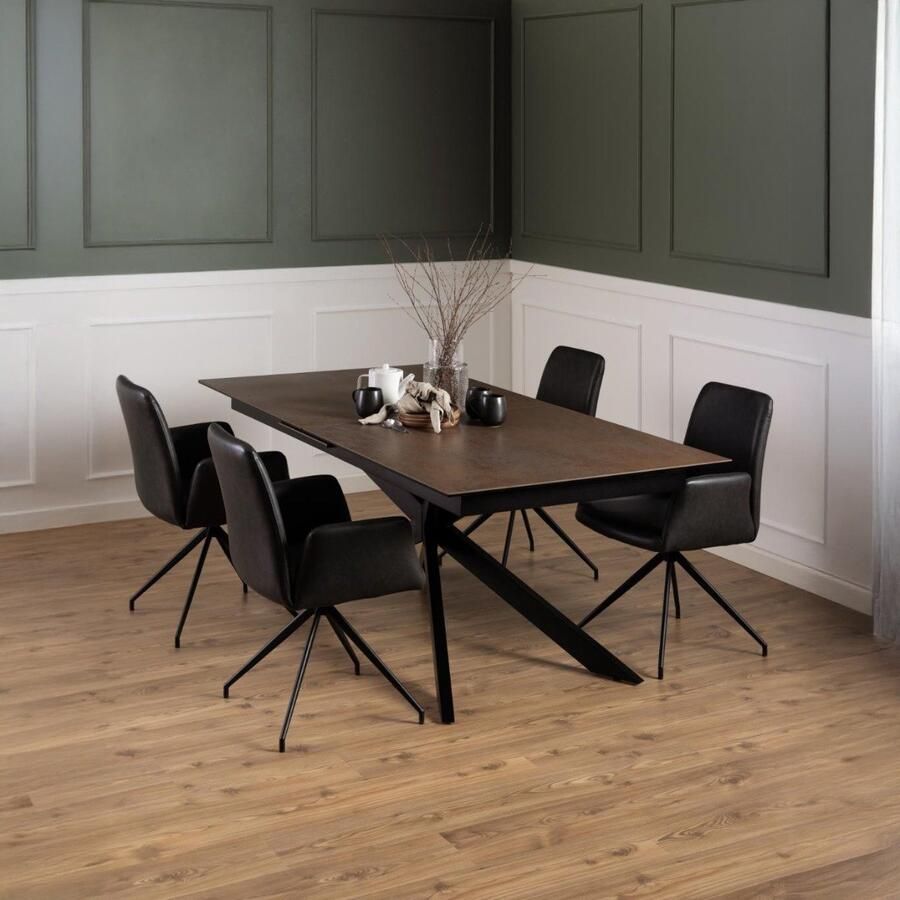 Giga Living Eettafel Jorvik Uitschuifbaar Bruin Keramiek 240x100x76cm - Foto 2