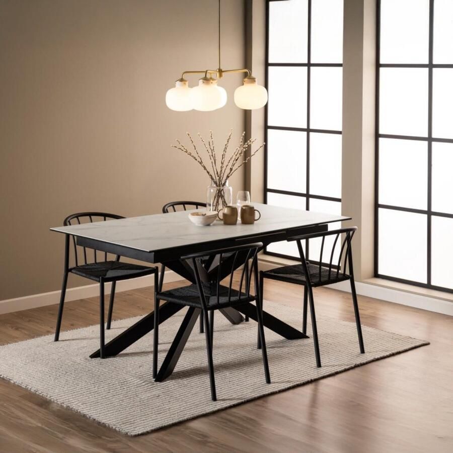 Giga Living Eettafel Jorvik Uitschuifbaar Wit Keramiek 210x90x76cm