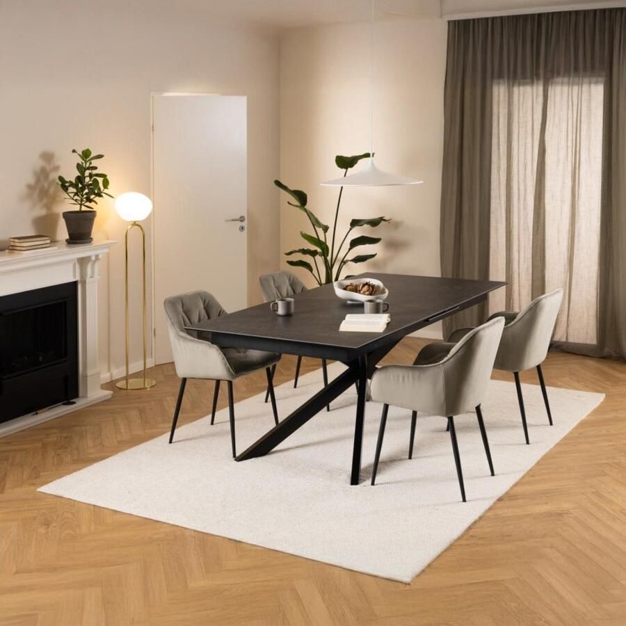 Giga Living Eettafel Jorvik Uitschuifbaar Zwart Keramiek 240x100x76cm - Foto 2