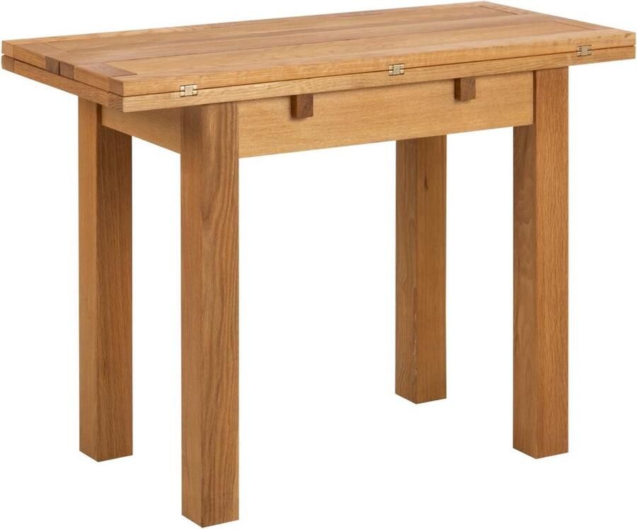 Giga Living Eettafel Kalmar Uitschuifbaar Eikenhout Naturel 90x100x75cm - Foto 2