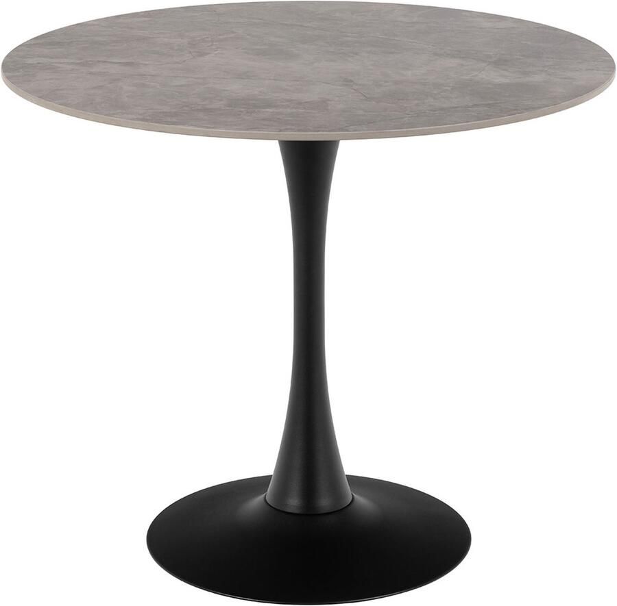 Bendt Ronde Bistrotafel Tempest Keramiek met marmerlook 90cm Grijs - Foto 2