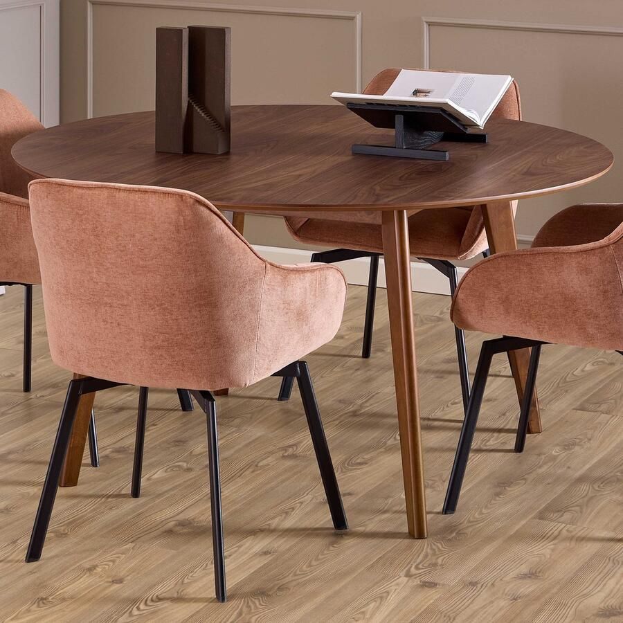 Giga Living Eettafel Walnoot MDF 140x140x76 cm Eettafel Levi