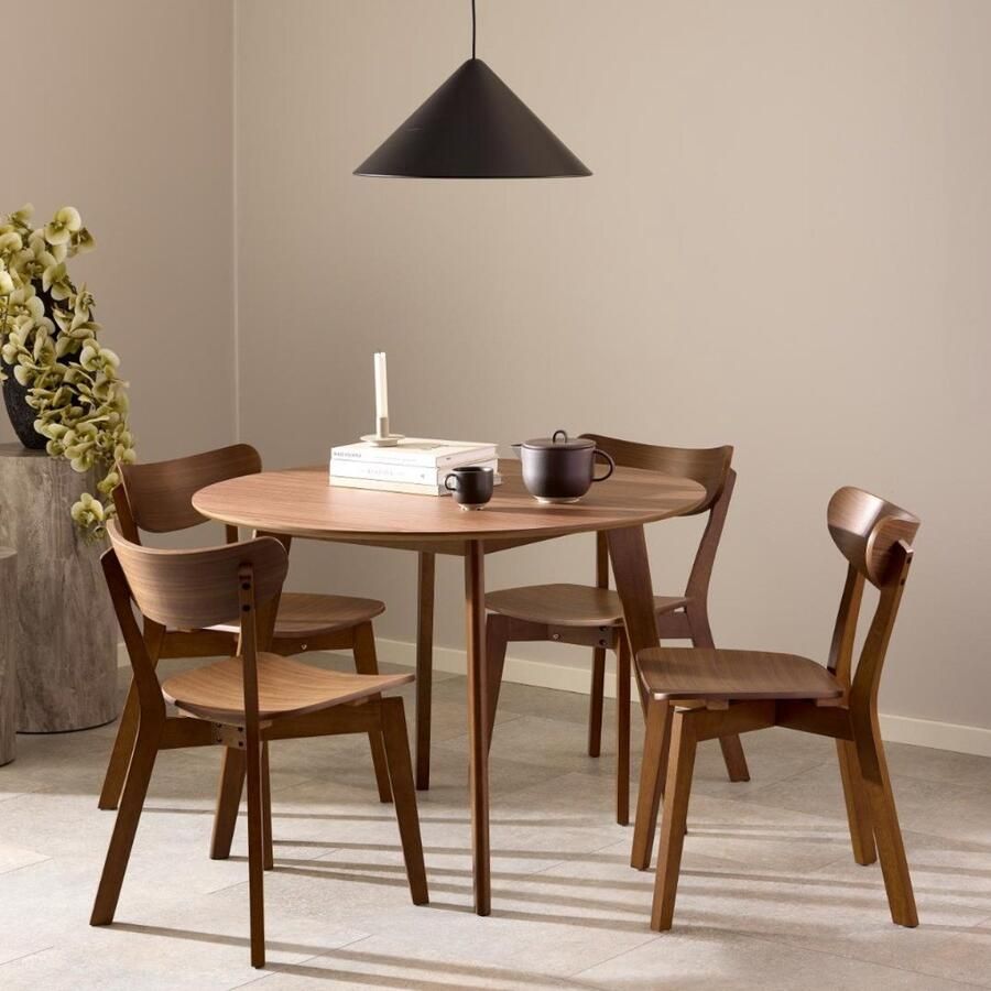 Giga Living Eettafel Walnoot MDF 105x105x76 cm Eettafel Levi Walnoot