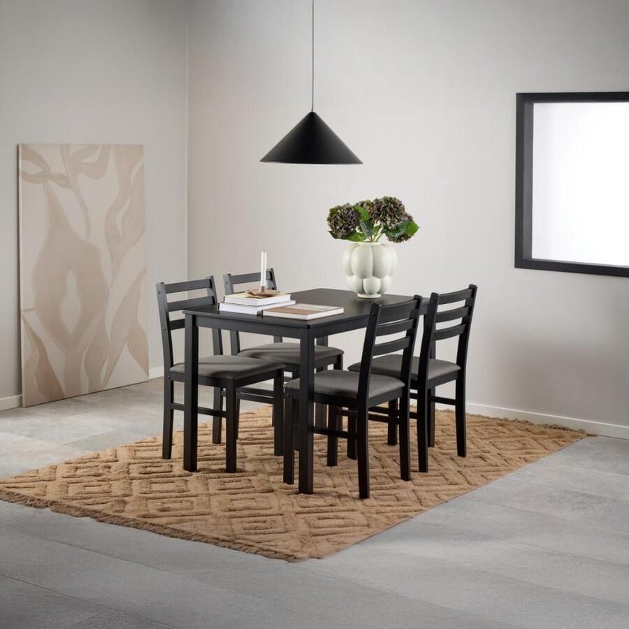 Giga Living Eettafel Lovund Rechthoek Zwart 110x70x74 5cm