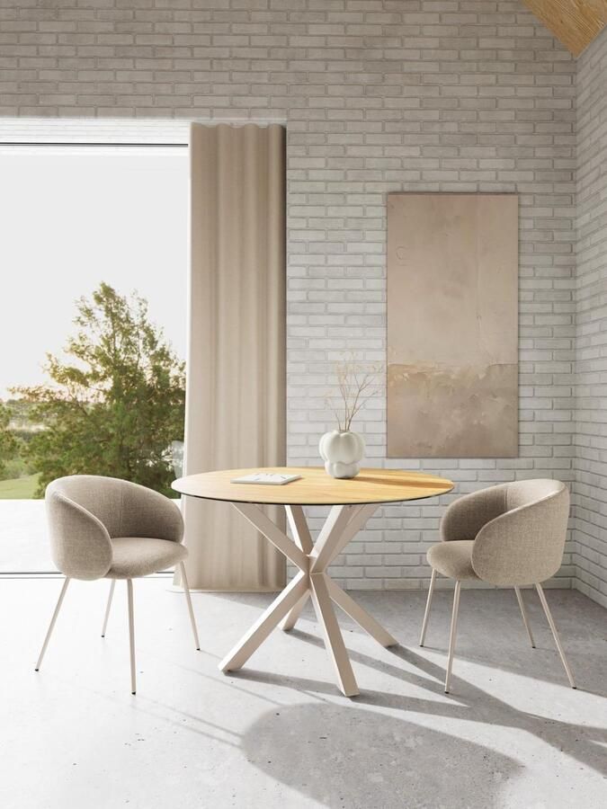 Giga Living Eettafel Luno Keramiek Eiken Grijs Ø119cm - Foto 4
