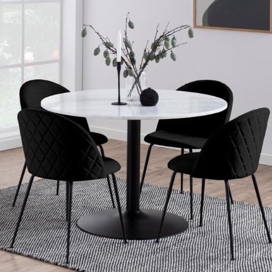 Emob Eettafel Tarro ø110cm zwart Ronde eettafels 110cm Wit; Zwart Marmer; Metaal Ronde eettafels 110cm Op voorraad - Foto 3