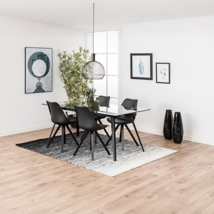Giga Living Eettafel Monti tafel helder glas met zwart metaal - Foto 3