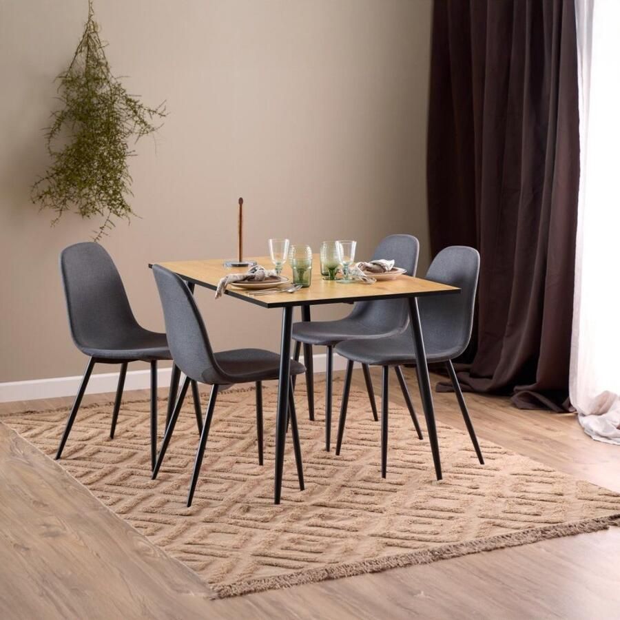 Meubelen-Online Eettafel Nordesign 120x80cm wild eiken met zwart - Foto 2