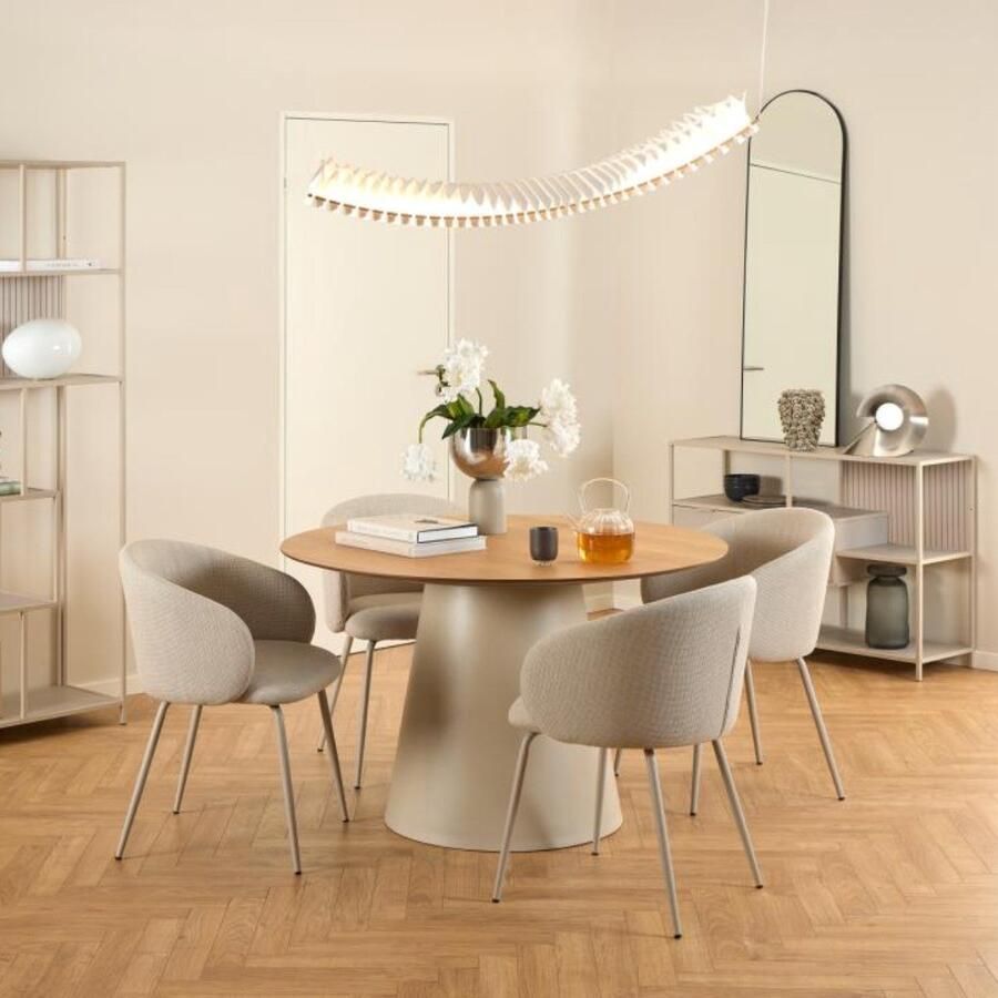 Giga Living Eettafel Naturel Grijs MDF 120x120x75 cm Eettafel Skagen