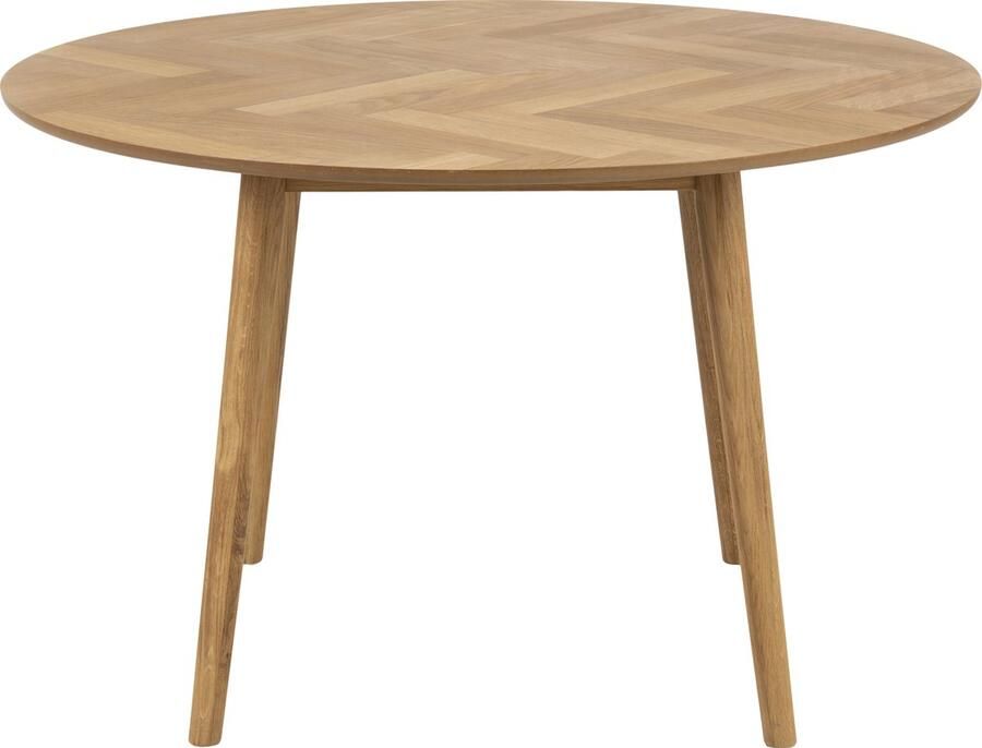 Hioshop Nagie eetkamertafel Ø120cm visgraat eiken decor. - Foto 2