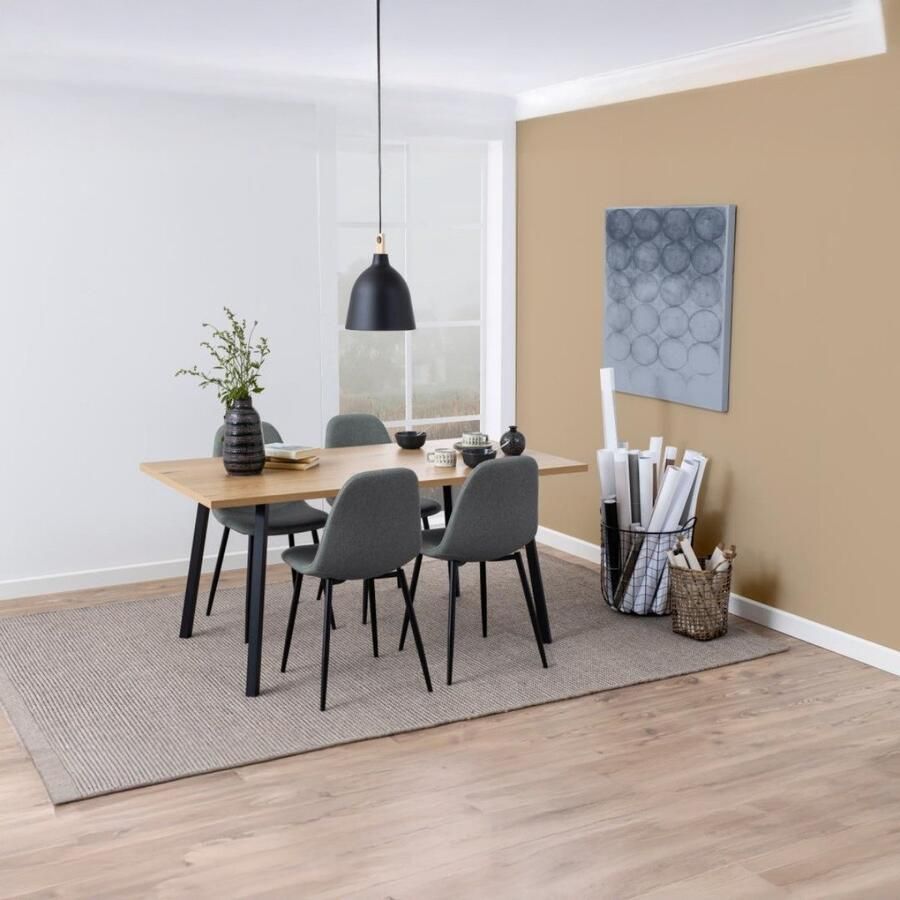 Giga Living Eettafel Tofta Rechthoek Naturel Zwart 160x90x75cm - Foto 2