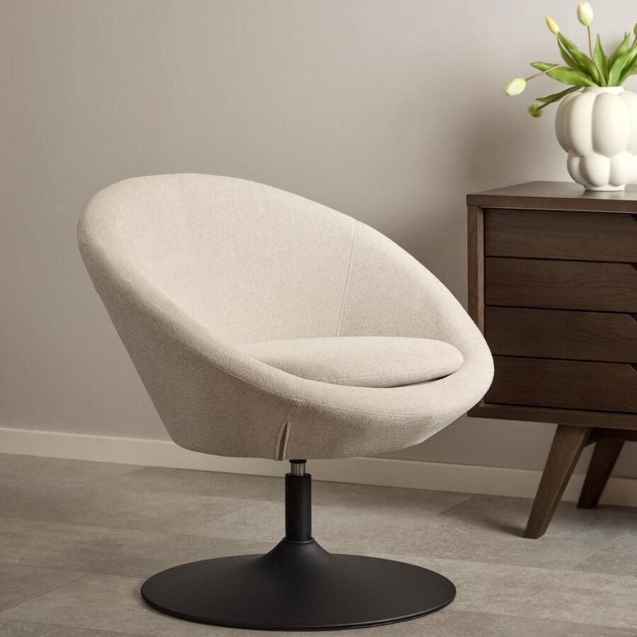 Giga Living Fauteuil Draaibaar Beige Stof 82x72x81 cm Fauteuil Eva