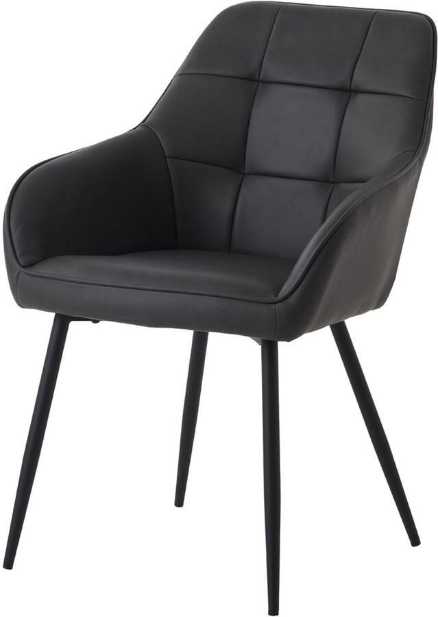 Giga Living Giga Meubel Eetkamerstoel Nolan Donkergrijs PU Leer Set van 2