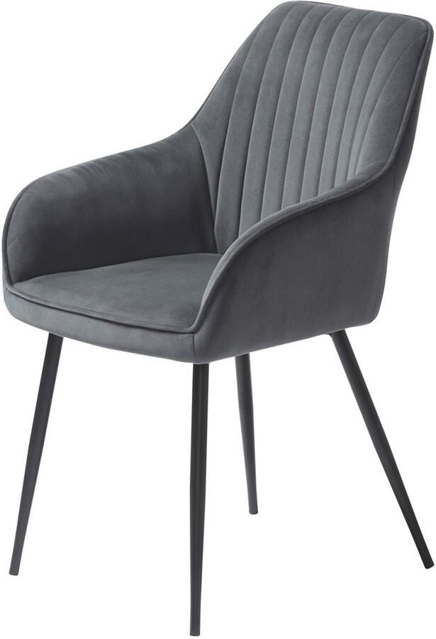 Giga Living Giga Meubel Eetkamerstoel Nolan Stripe Donkergrijs Velvet Set van 2