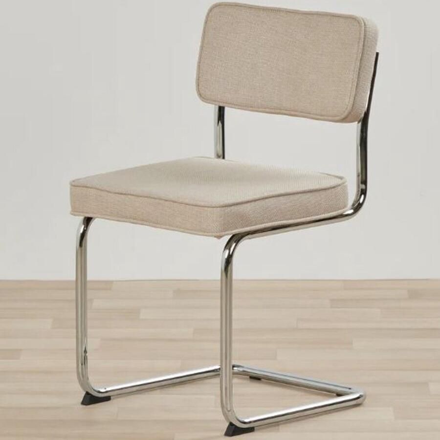 Giga Living Giga Meubel Eetkamerstoel Rupert Zand Chrome Set van 4