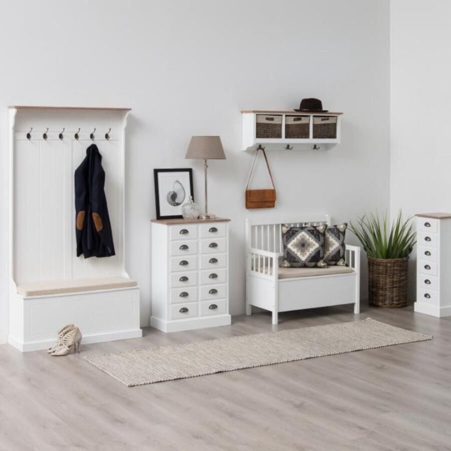 Emob Bank Aster met opbergruimte beige wit