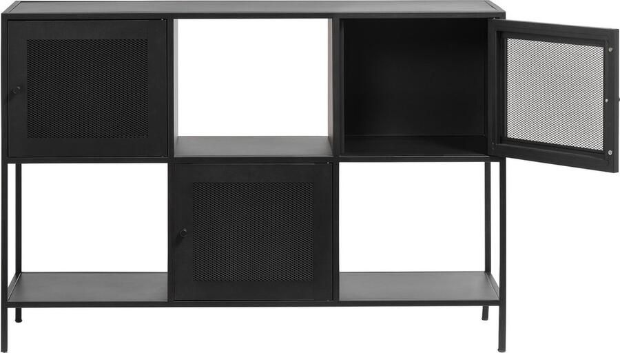 Giga Living Kast Metaal Zwart 5 Planken 3-Deurs 120cm Soft Closing Kast Malibu