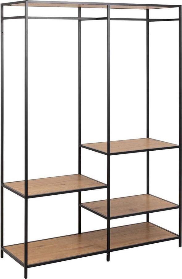 Giga Living Kledingrek Naturel & Zwart Eiken & Staal 122x43x174cm Kledingrek Bronx