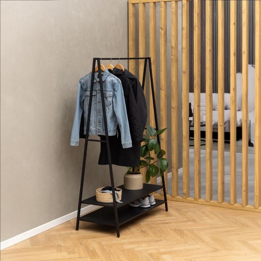 Giga Living Kledingrek Veksa Zwart Staal 50x105x170cm