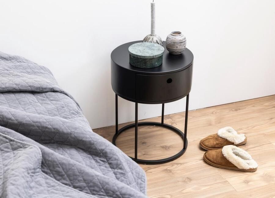 Giga Living Nachtkastje Marco Zwart MDF Rond 40x40x51cm - Foto 3