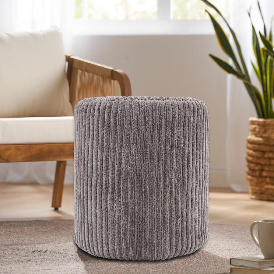 Giga Living Poef Ribbed Beige