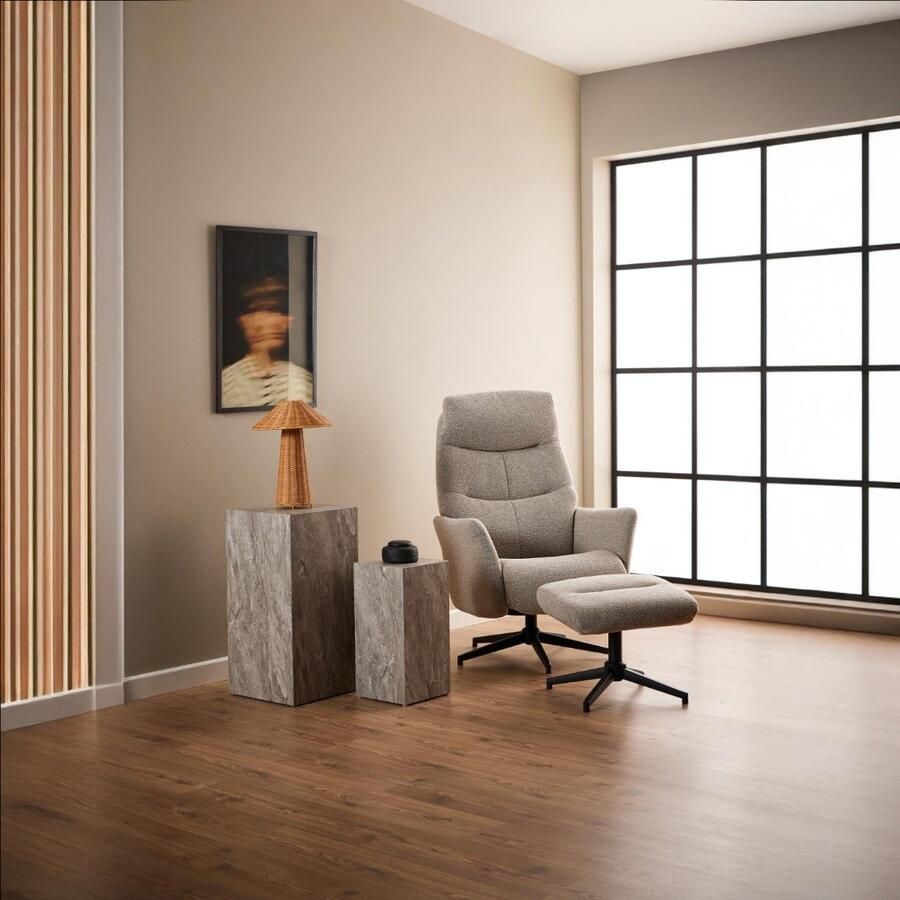 Giga Living Relaxfauteuil Lovik Beige Incl. Voetenbankje 83x75x112cm