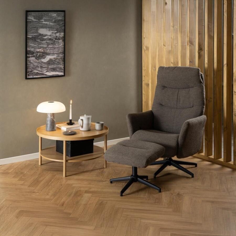 Giga Living Relaxfauteuil Taupe Incl. Voetenbankje 83x75x112cm Lovik