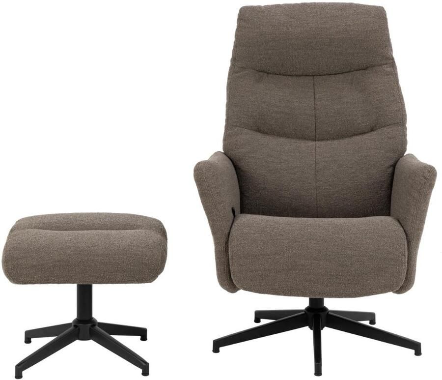 Giga Living Relaxfauteuil Taupe Incl. Voetenbankje 83x75x112cm Lovik - Foto 2