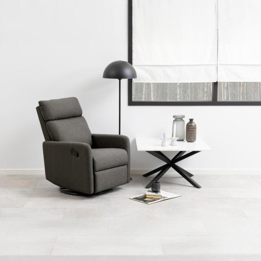 Giga Living Relaxfauteuil Grijs Stof 93 5x67x99cm Verstelbaar Nida