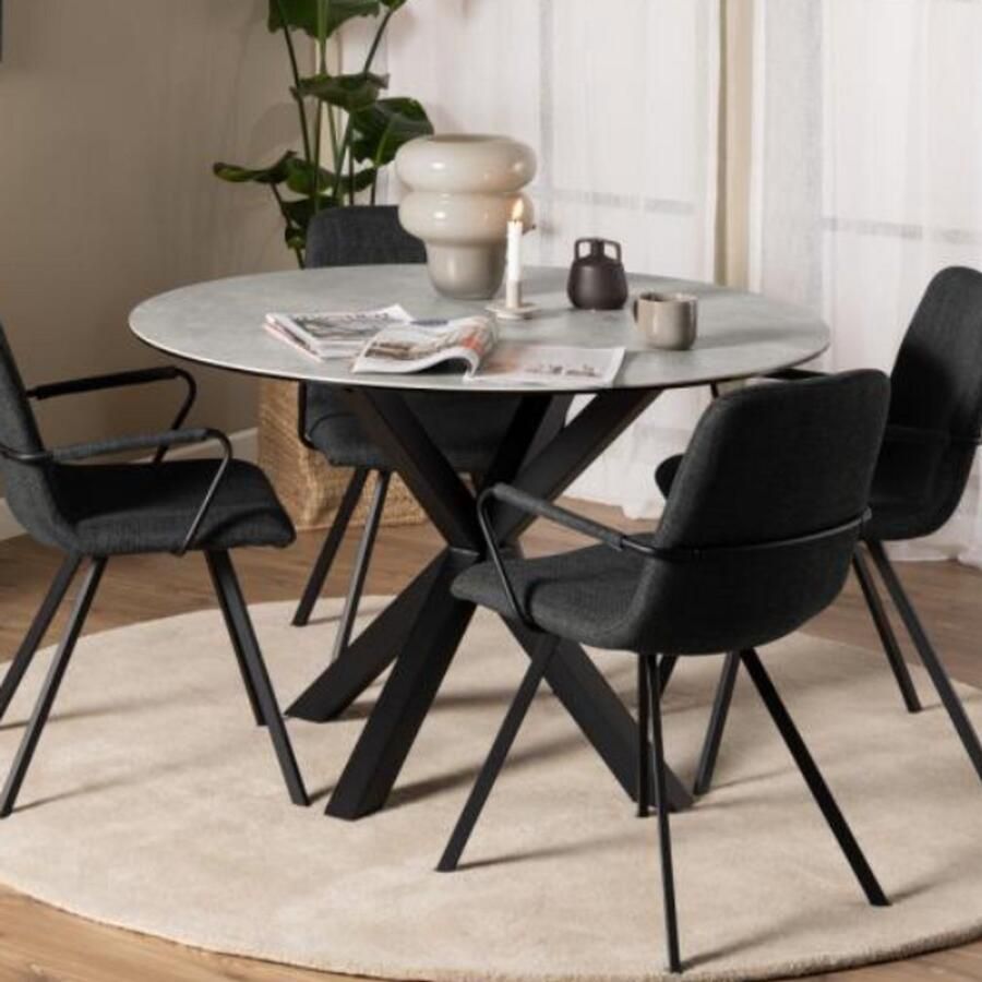 Giga Living Ronde Eettafel Axel Ø120x75cm Keramiek Grijs Spinpoot 2-4 Personen - Foto 2