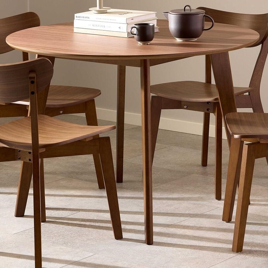 Giga Living Ronde Eettafel Levi Ø105x76cm Walnoot Fineer Rechte Poot 2-4 Personen - Foto 2