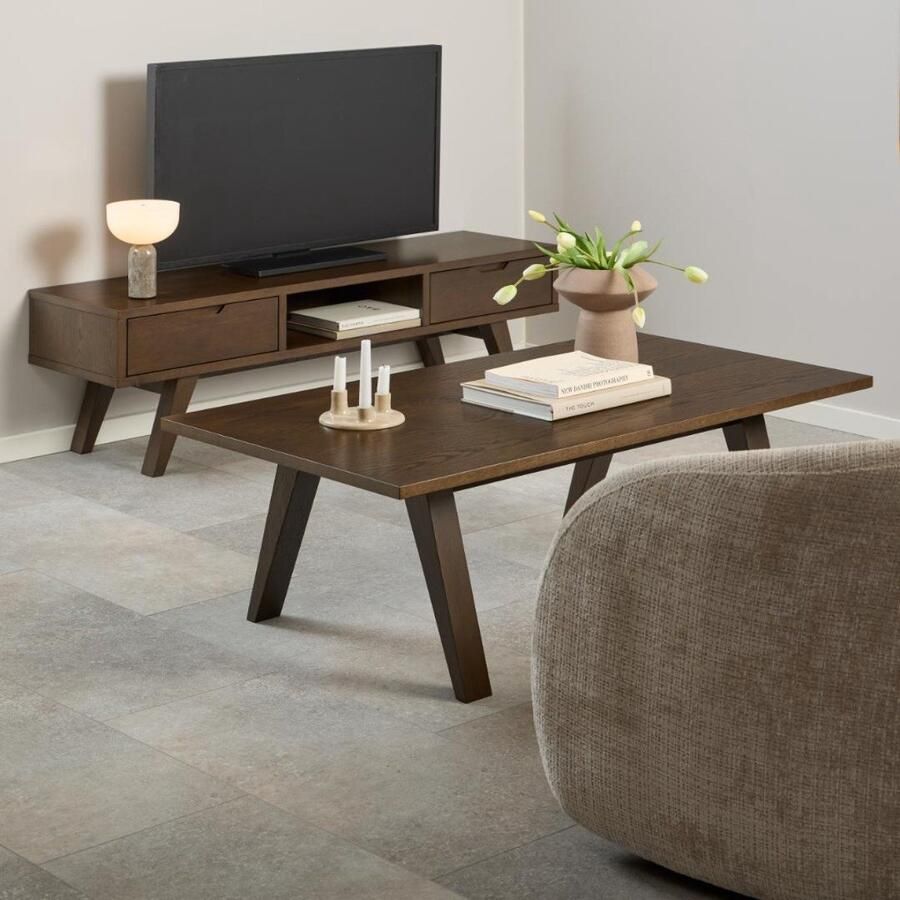 Giga Living Salontafel Annie Eikenfineer Smoke 130cm