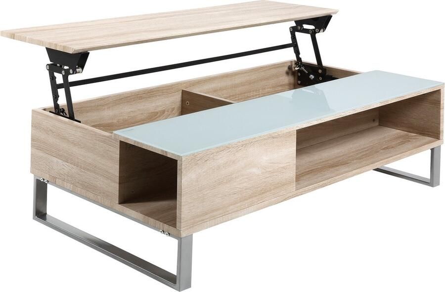 Giga Living Salontafel Archie Naturel Wit Uitschuifbaar 110x60x35cm