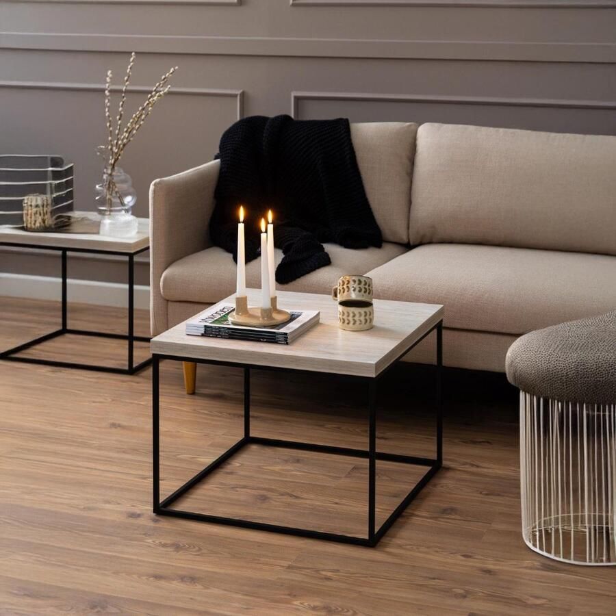 Bendt Vierkante Salontafel Maresa Travertine-look 60 x 60cm Beige - Foto 2