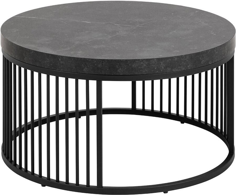 Bendt Ronde Salontafel Esme Marmerlook 65cm Zwart